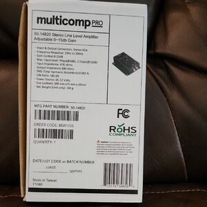 NWT multicomp pro Preamp Stereo Line Level Amplifier - Black In Box